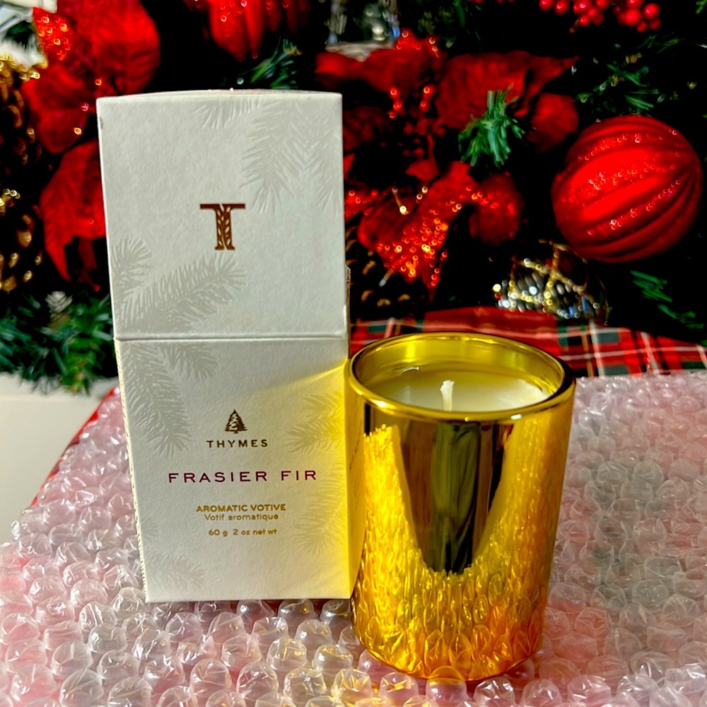 Thymes Frasier Fir Gilded Votive Candles -